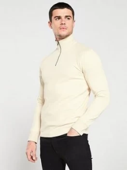 Image of Selected Homme Jake High Neck Zip Sweater - Cream