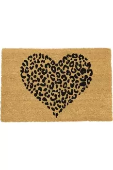Image of Leopard Print Heart Doormat - Regular 60x40cm