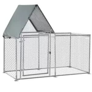 Image of Pawhut Walk In Large 2M Galvanized Chicken Coop And Run W/ Cover