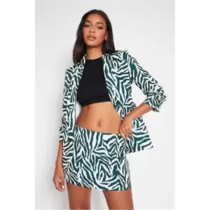 Image of I Saw It First Green Zebra Printed Mini Skirt - Green