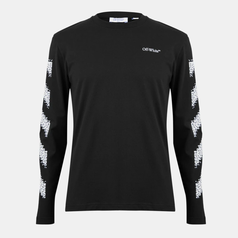 Image of Off White Mens Diag Skate Diagonal Graphic Long Sleeve T-Shirt Black-White male XS