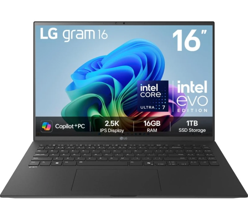 Image of LG gram 16Z90TL-G.AU78A1 16 Laptop, Copilot PC - Intel Core Ultra 7, 1TB SSD, Dark Grey, Black 8806096453704