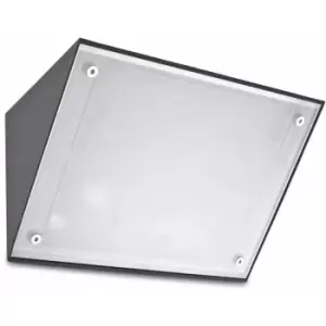 Image of E27 Curie wall lamp, aluminum and glass, urban gray