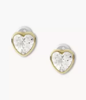 Image of Fossil Women Sutton Valentine Heart Gold-Tone Stainless Steel Stud Earrings