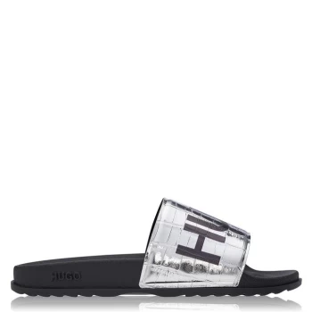 Image of Hugo Boss Match Metallic Croc Slider Silver Size 37 Women