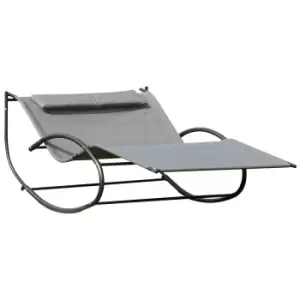 Image of Outsunny Hammock Chair Sun Bed Rock Seat With Metal Texteline - Grey