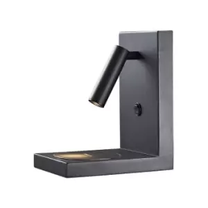 Image of Wall lamp with e-reader Zanzibar Black 20 Cm