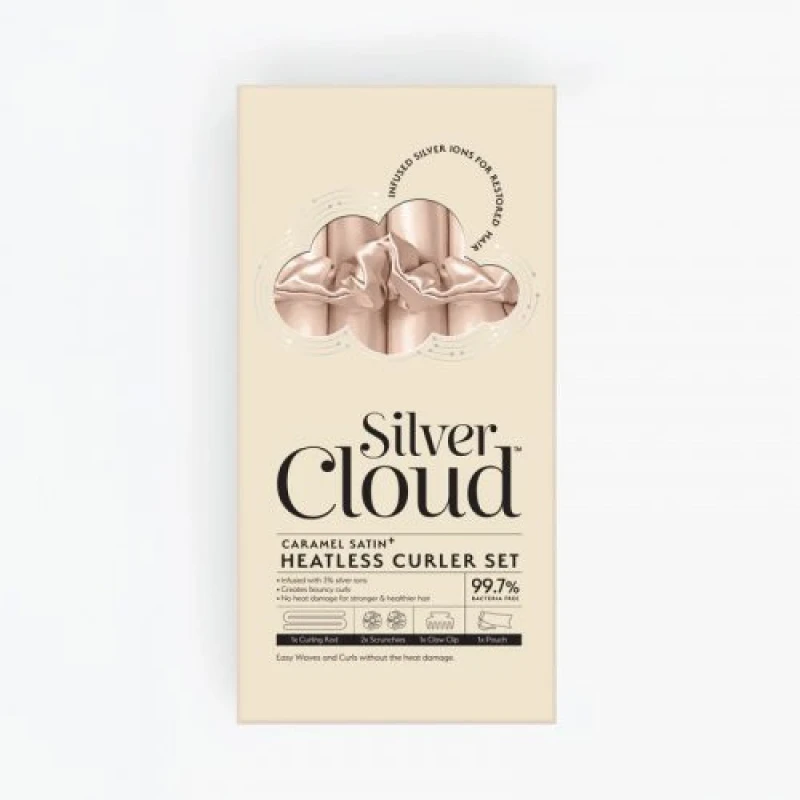 Image of Silver Cloud Caramel Heatless Curler Set Infused with Silver Ions Caramel female