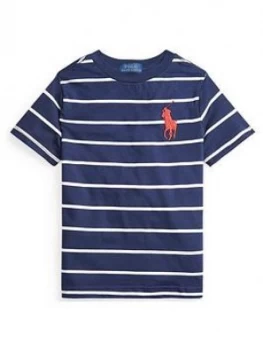 Image of Ralph Lauren Boys Stripe Big Pony Short Sleeve T-Shirt - Navy