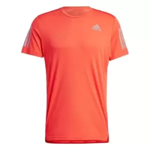 Image of adidas Own the Run T-Shirt Mens - Bright Red / Reflective Silver