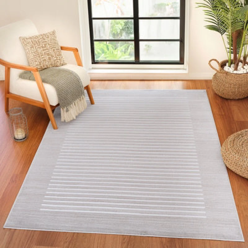 Image of Livabliss Scandi Modern Beige/white Striped Kaysa Area Rug 120 X 170 Cm - Easy Care, Non Shedding, Ideal For Living Room & Bedroom