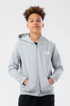 Image of HYPE UNISEX KIDS GREY MARL SCRIPT ZIP HOODIE