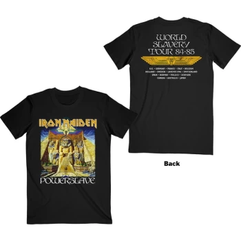 Image of Iron Maiden - Powerslave World Slavery Tour Unisex Medium T-Shirt - Black