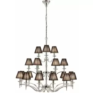 Image of Loops - Avery Ceiling Pendant Chandelier Light 21 Lamp Bright Nickel & Black Pleat Shade