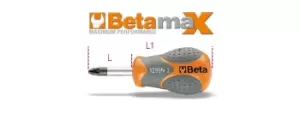 Image of Beta Tools 1299N Beta MAX Pozidriv -Supadriv Stubby Screwdriver PZ2 x 30mm