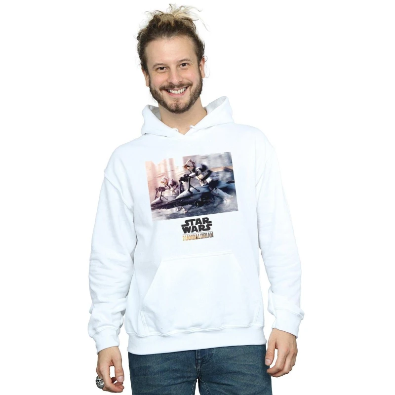 Image of Star Wars Star Wars Men The Mandalorian Scout Troopers Hoodie in White Size: Small White S Male 5059400106282