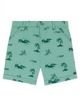 Image of Cath Kidston Boys Palm Print Chino Shorts - Green