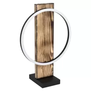 Image of Table Lamp Colour Black Brown Rustic Shade White Plastic Bulb LED 1x12W