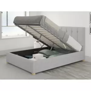 Image of Hepburn Ottoman Upholstered Bed, Kimiyo Linen, Silver - Ottoman Bed Size Single (90x190)