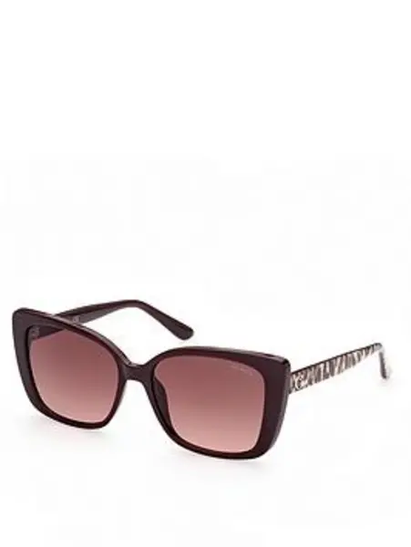 Image of Guess Red / Animal Print Rectangular Sunglasses Multi Female One 213720UK