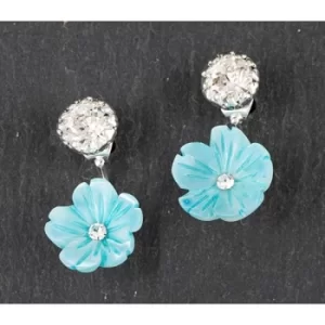 Image of Mother of Pearl Shell Flower Earrings Aqua