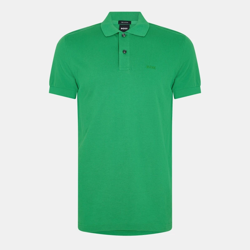 Image of Boss Mens Firenze Short Sleeve Polo Shirt Open Green male S