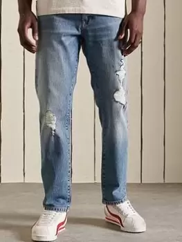 Image of Superdry Straight Jeans - Mid Wash, Size 32, Inside Leg S=30 Inch, Men
