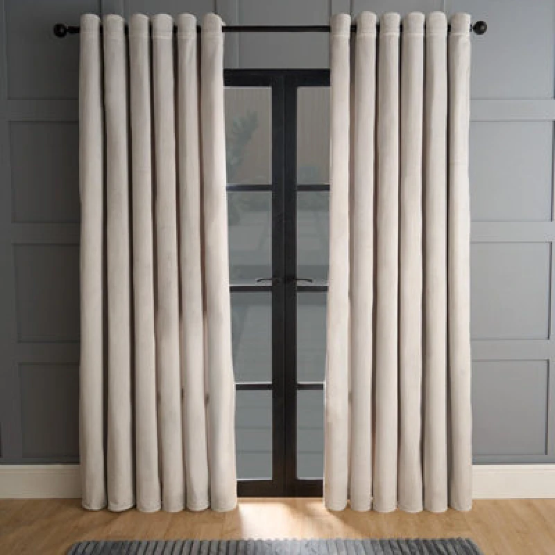 Image of OHS OHS Thermal Matte Velvet 2 Pair Ready Made Eyelet Curtains in Light Grey Size: 229cm width x 229cm drop Light Grey 229cm width x 229cm drop Unis