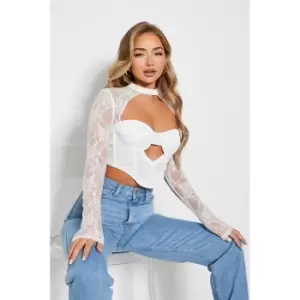 Image of I Saw It First High Neck Cut Out Corset Top - White