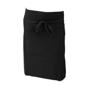 Image of Dennys Ladies/Womens Polycotton Waist Workwear Apron With Pocket (One Size) (Black)