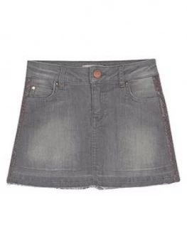Image of Mintie By Mint Velvet Girls Glitter Trim Denim Skirt - Grey