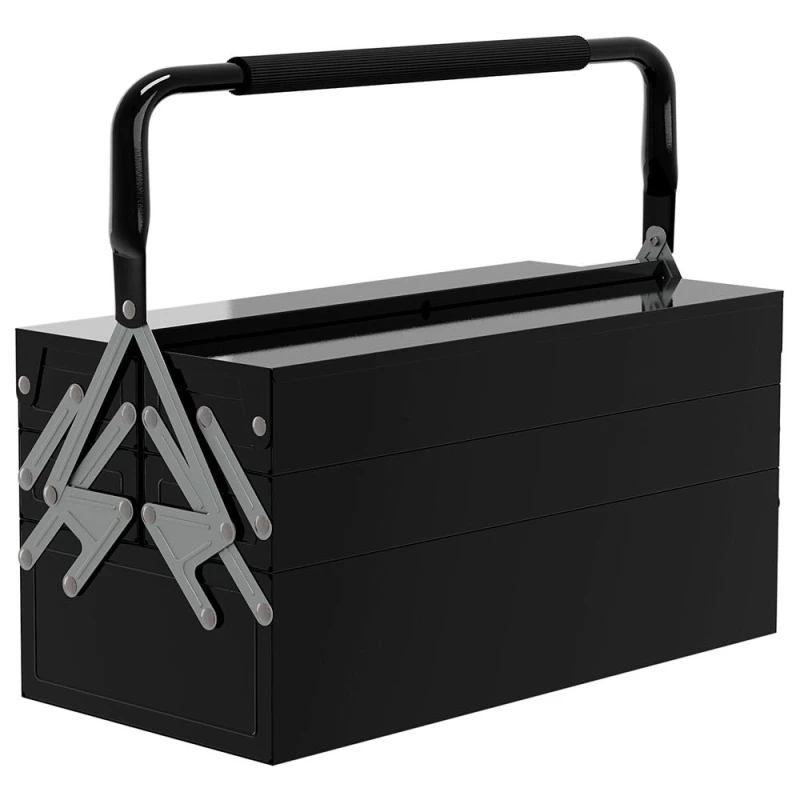 Image of DURHAND Durhand - Metal Tool Box 3 Tier 5 Tray Professional Portable Storage Cabinet Workshop Cantilever Toolbox with Carry Handle锛孊lack 45cmx22.5cmx3