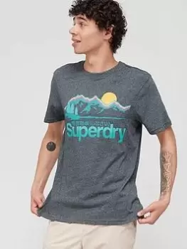 Image of Superdry Outdoor Logo T-Shirt - Grey Size M Men