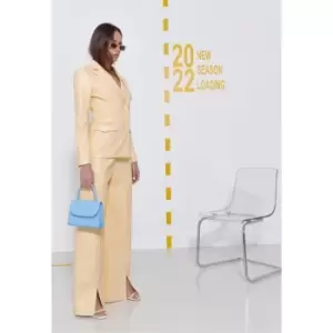 Image of Missguided Pu Seam Detail Split Front Trouser - Yellow