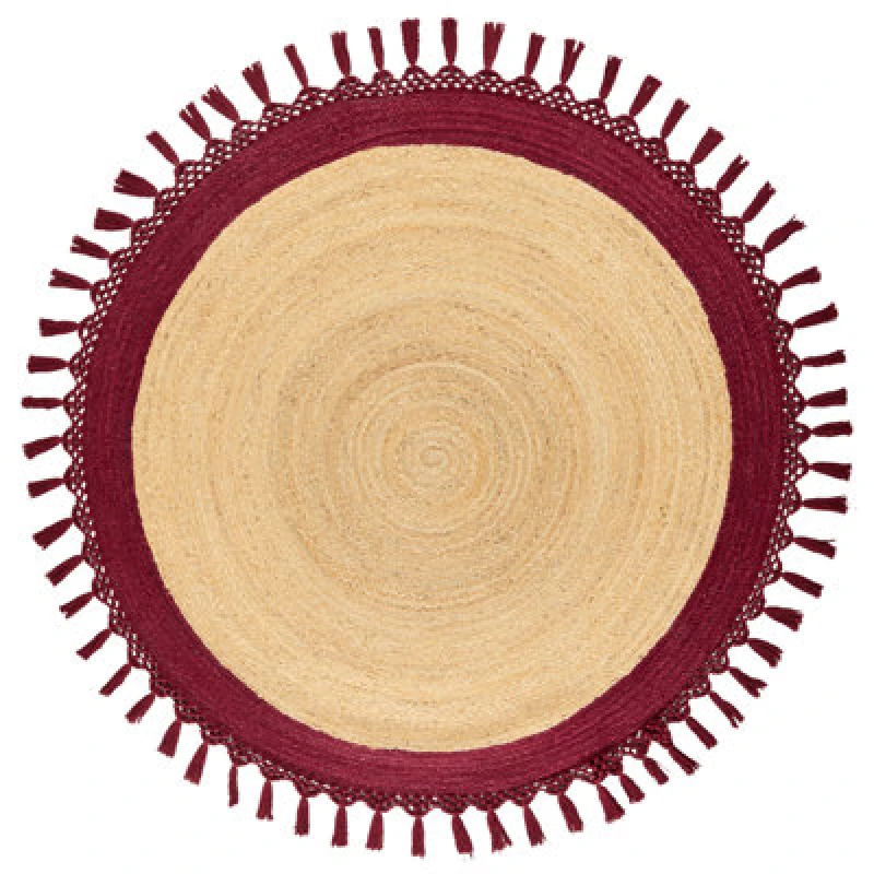 Image of Beliani Rug Marts Dark Red 140 Cm Jute