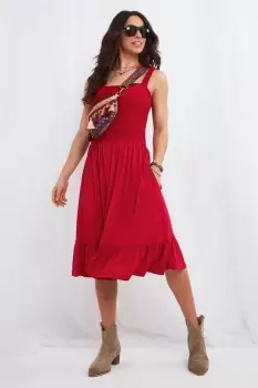 Image of Floral Print Shirred Waist Jersey Mini Dress