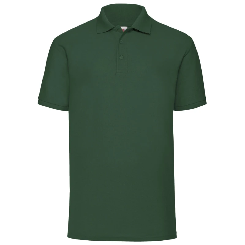 Image of Fruit Of The Loom Fruit of the Loom Men 65 35 Pique Short Sleeve Polo Shirt in Bottle Green Size: Small Bottle Green S Male 5055747648638