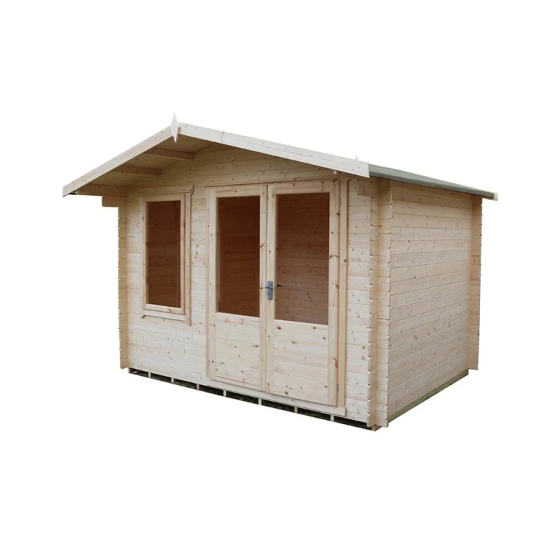 Image of Shires Berryfield Log Cabin Home Office Garden Room Approx 11 x 10 Feet in Brown Brown Unisex