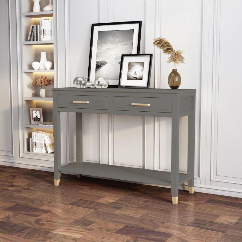 Image of Cabinet Bits Palazzi 2 Drawer Console Table in Grey Grey Unisex