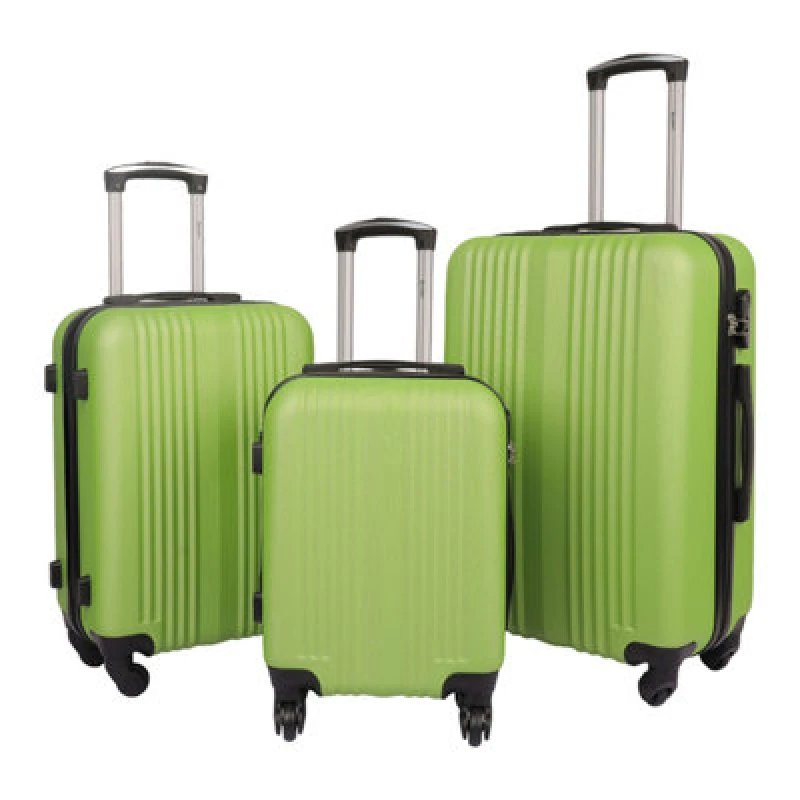 Image of Groundlevel Green Delta Stripe 3 Piece Luggage Set