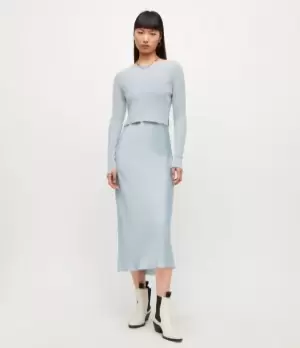 Image of AllSaints Womens Hera 2-In-1 Dress, Blue Haze, Size: M