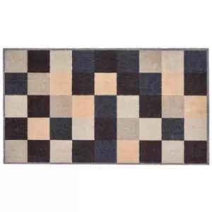 Image of Washamat Recylon Design Squares Mat 120X67Cm - Blue