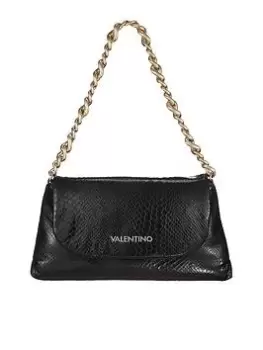 Image of Valentino Bags Valentino Friends Snake Skin Shoulder Bag- Black