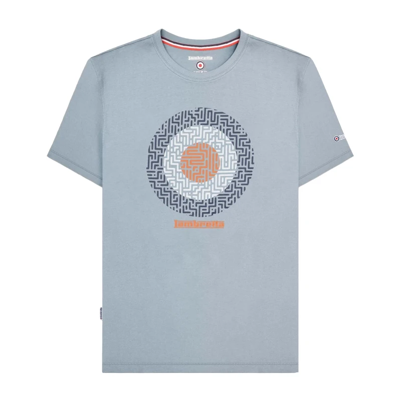 Image of Lambretta Lambretta Men SS25 Geometric T-Shirt in Blue Size: Small Blue S Male 5063703655927