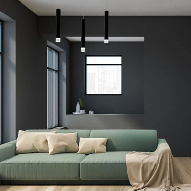 Image of Milagro Carbon Designer Black LED Pendant Light Cylindrical Black unisex