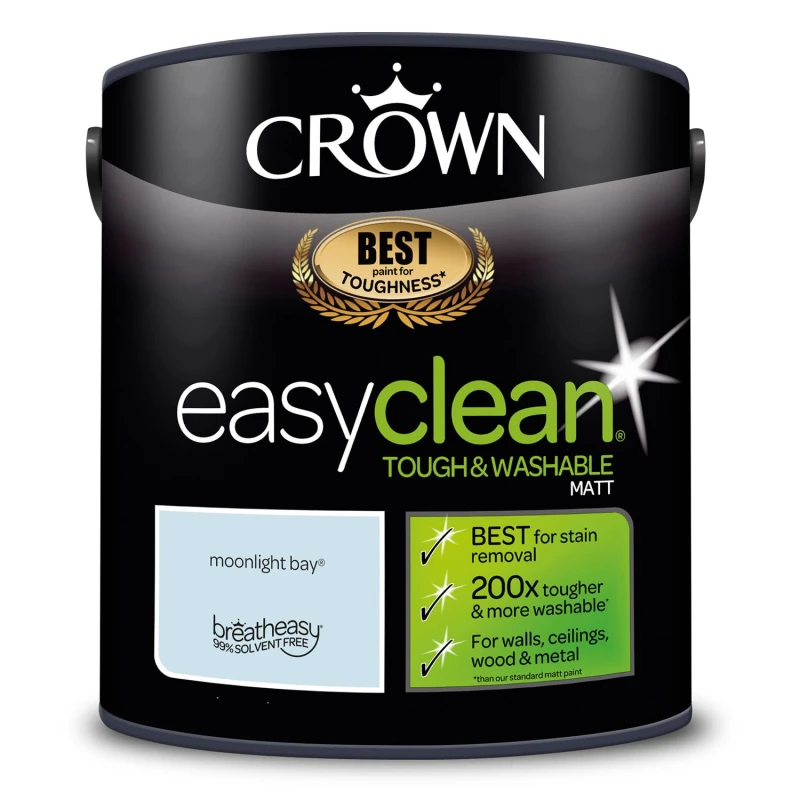 Image of Crown Easyclean Matt Emulsion Paint, 2.5L, Moonlight Bay