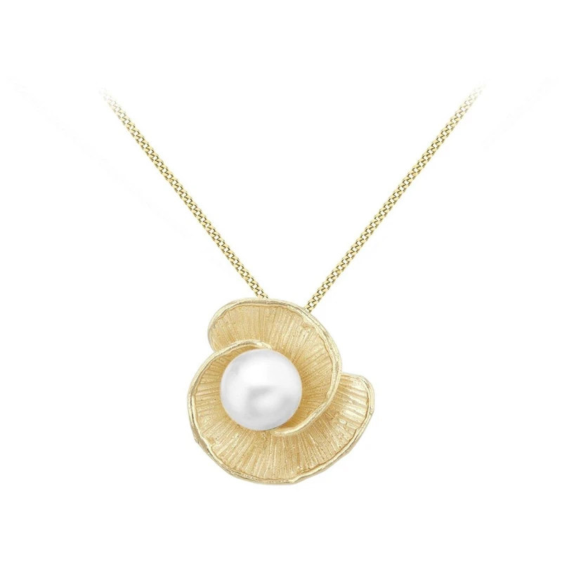Image of Be You 9ct Gold Freshwater Pearl Flower Necklace Yellow Gold female 18in