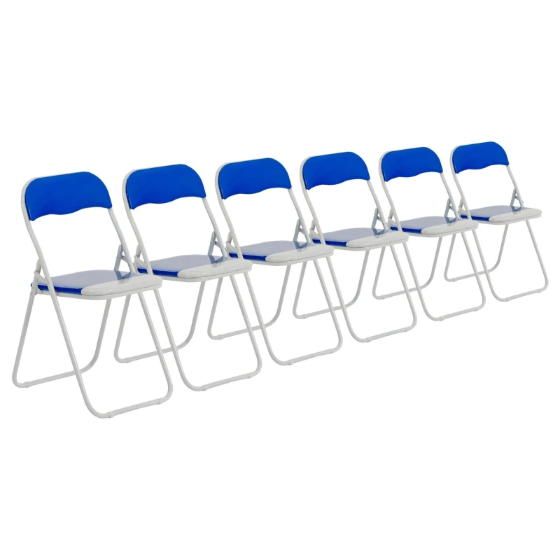 Image of Harbour Housewares Coloured Padded Folding Chairs - Blue - Pack Of 6