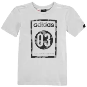 Image of adidas Camo QT T Shirt Junior Boys - Grey