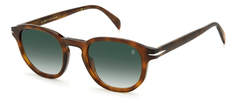 Image of Eyewear By David Beckham Green Shaded Round Sunglasses Brown WG0RL Male